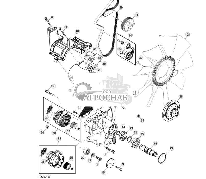 Привод вентилятора на двигателе 
